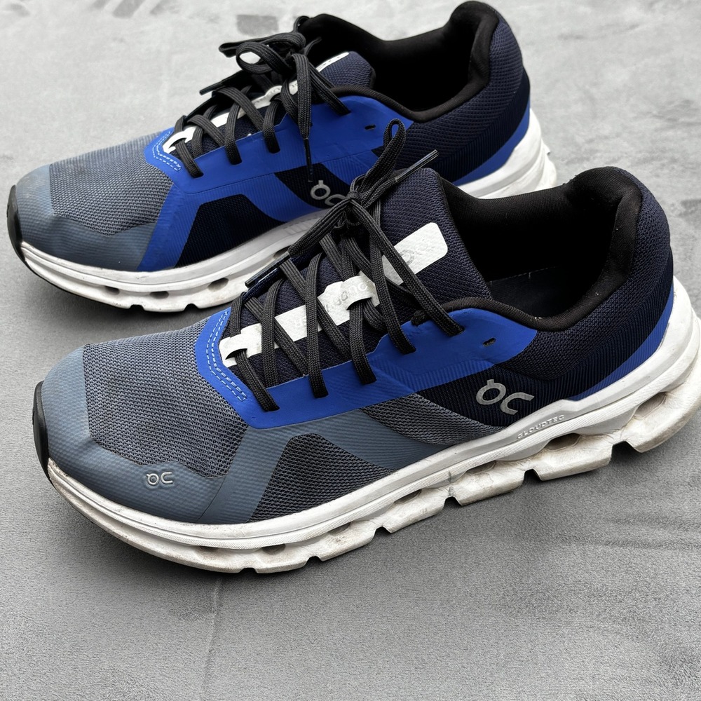 On Cloudrunner Shoes Mens 8.5 Blue Grey Mesh Athletic Running Sneakers Low Top